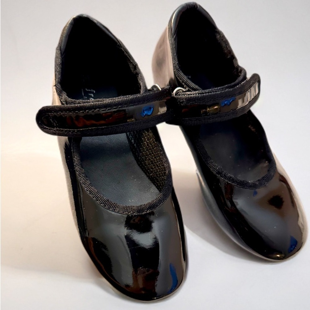 Danskin Freestyle Toddler Girls Tap Shoes Black Patent‎ Leather Size 11